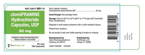 NDC 52817-281 Clomipramine Hydrochloride Images - Packaging, Labeling ...