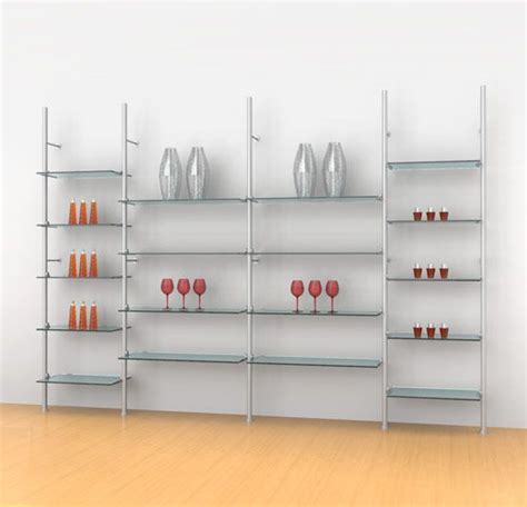 Poles Retail Shelving Display Unit for 18 Wood or Glass Shelves, 4 ...