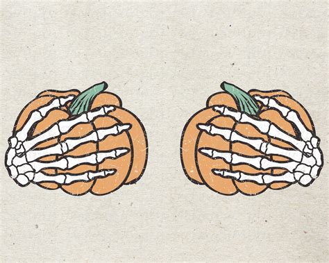 Retro Skeleton Boob Hand Png Cute Skeleton Pumpkin Boob Hand Etsy Canada