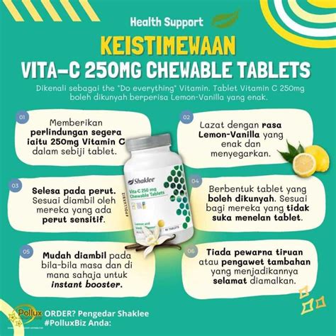 Shaklee Shak Lee Vita C 250mg Chewable 90 Tablets Shopee Malaysia