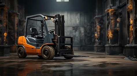 Premium Ai Image Forklift Standing In Warehouse