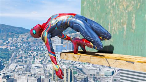 GTA 5 Iron Spiderman Falling Off Highest Buildings Episode 10