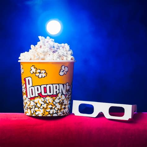 Free Photo Cinema With Popcorn Box And D Glasses