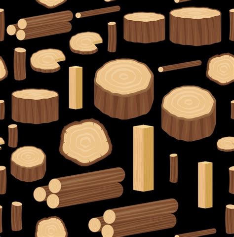 Premium Vector Seamless Vector Pattern With Wood Logs Trunks And