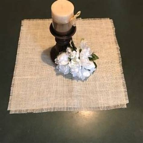 White Burlap Table Square Etsy