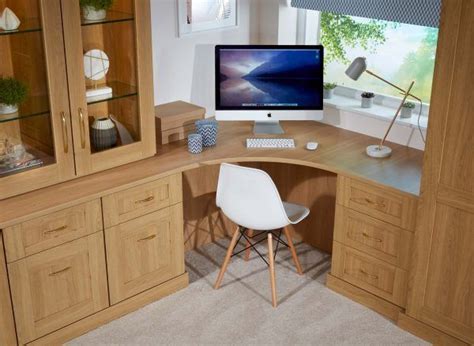 Get To Work With This Oak Curved Corner Desk Unit With Glass Front