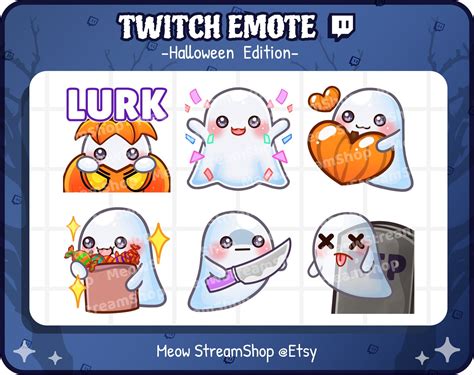 Twitch Emote Cute Ghost Emotes Pack Lurk Hype Pumpkin Etsy In 2022