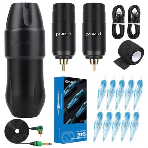 Mast Tour Pro Plus Wireless Tattoo Kit Rotary Pen Gun 2 Batteries