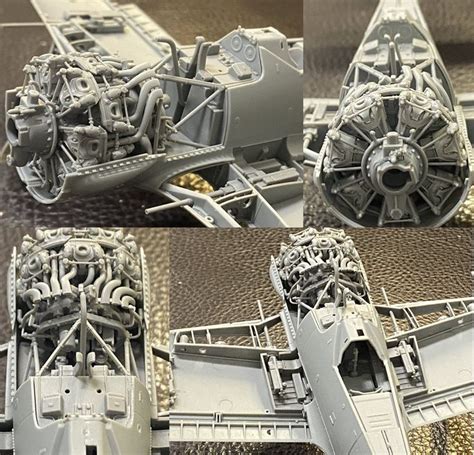 Four Different Views Of A Model Airplane With The Engine On It S Top