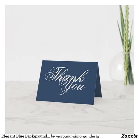 Elegant Blue Background White Lettering Blank Thank You Card | Zazzle ...