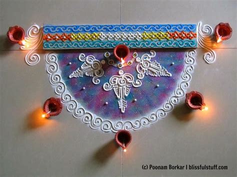 Beautiful And Unique Semi Circle Rangoli For Diwali Innovative Rangoli Designs By Poonam