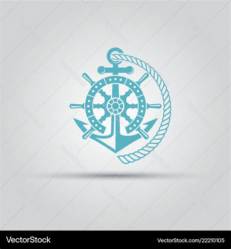 Nautical Emblem With Anchor Rope Isolated Vector Image