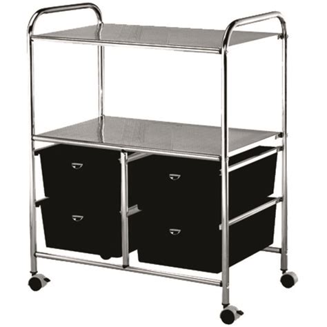 Professional Work Cart with 4 Black Storage Drawers by Pibbs (D4B)