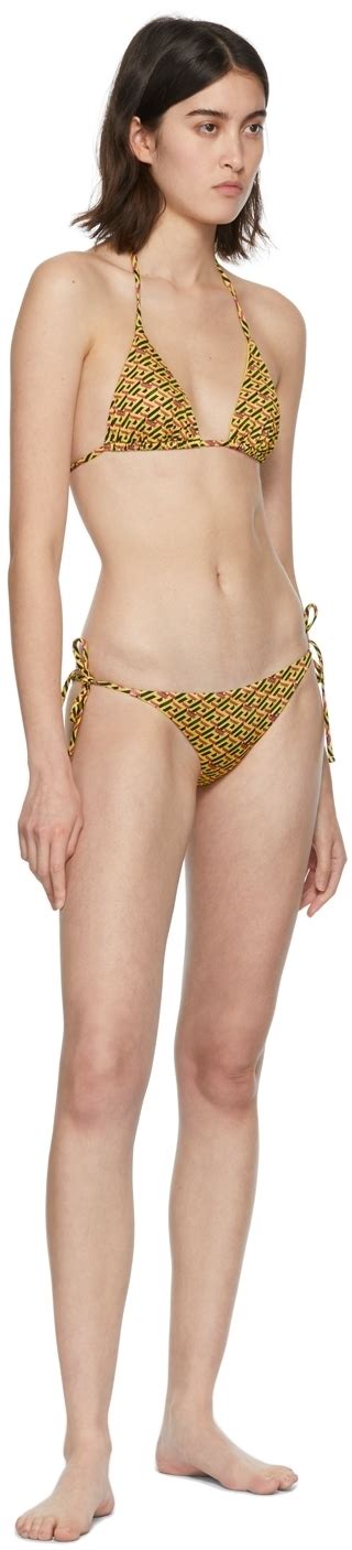 Versace Underwear Yellow Monogram Bikini Top Versace Underwear