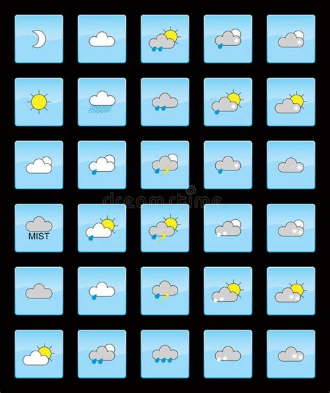 De Symbolen Van Het Weer Stock Illustratie Illustration Of Zonnig