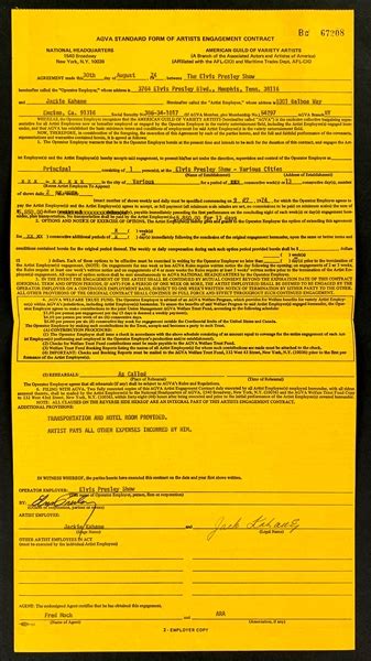 Lot Detail Elvis Presley Signed 1974 Sept Oct Concert Tour Contract