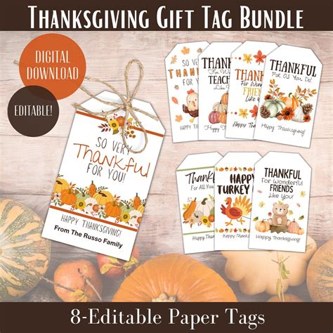 Printable Thanksgiving Tags, Thanksgiving Tags, Printable Thankful Tags ...