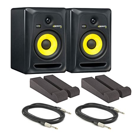 Krk Rokit Rp6 G3 Active Monitors With Isolation Pads And Cables Pair