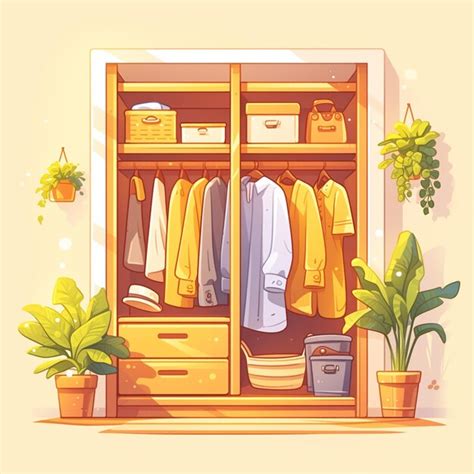 Stylish Wardrobe With Sliding Doors Premium Ai Generated Vector