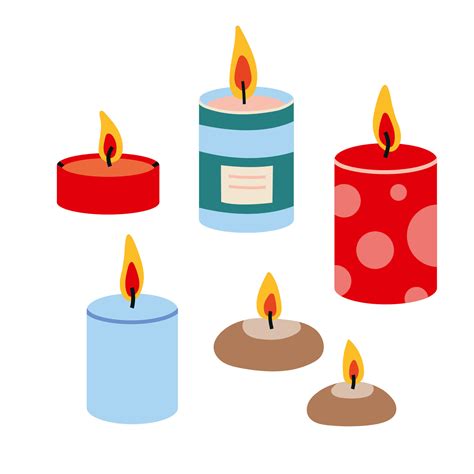 Various Candles. Different shapes and sizes, cartoon style. Trendy ...