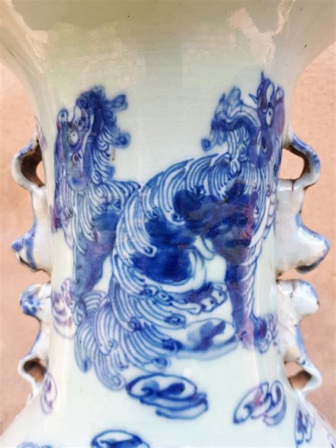 Proantic Grand Vase Chinois C Ladon D Cor De Shishis Chine Xixe