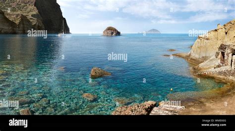 Italy Aeolian Islands Salina Panoramic View Of Pollaras Beach With