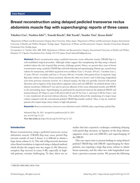 Pdf Breast Reconstruction Using Delayed Pedicled Transverse Rectus