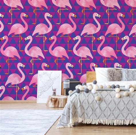 Fotobehang Vlies Behang Roze Flamingo S Geometrie 254 X 184 Cm