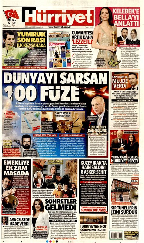 Hürriyet Gazetesi Hürriyet Manşet Oku Haberler 13 Ocak 2024