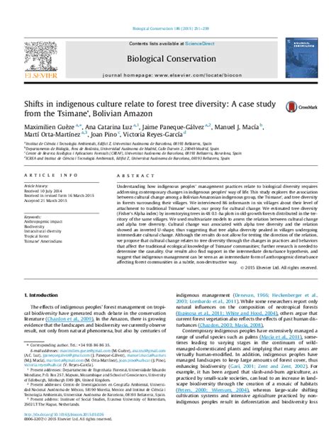 (PDF) Shifts in indigenous culture relate to forest tree diversity: A case study from the ...