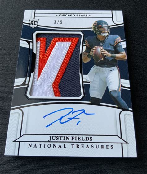 Justin Fields Panini National Treasures Rookie Patch Auto