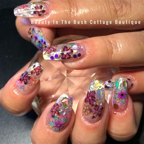 Encapsulated Flowers Nails Beauty Flowers