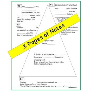 Isosceles And Equilateral Triangles Guided Notes Practice Homework