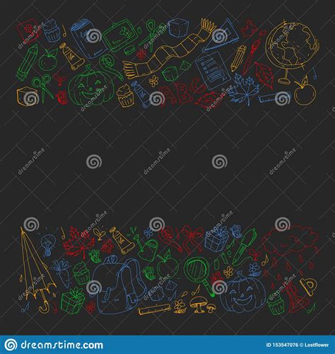 De Nuevo A Modelo Del Vector De La Escuela Iconos De La Educaci N Para