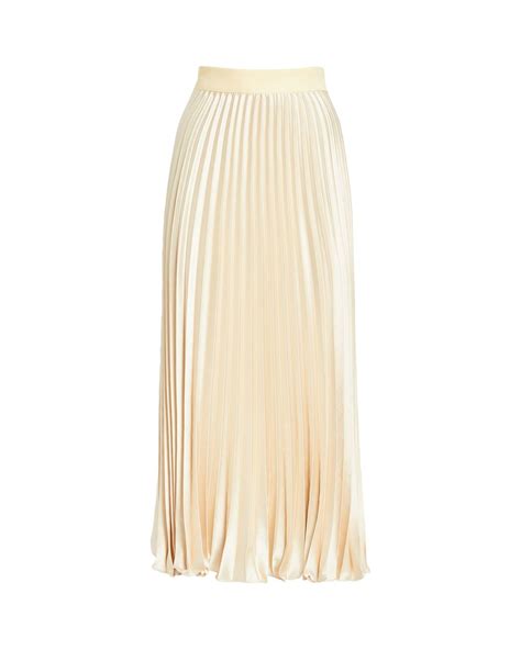 Weekend By Maxmara Satin Pleated Midi Skirt In Natural Lyst