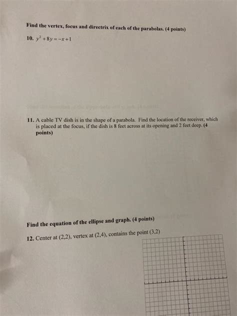 Solved Find The Vertex Focus And Directrix Of Each Of The Chegg