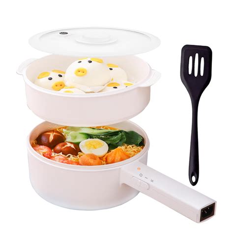 Elektrischer Hot Pot 1 5L mit Dämpfern Elektrische Pfannen für Braten Ramen Fondue Suppe