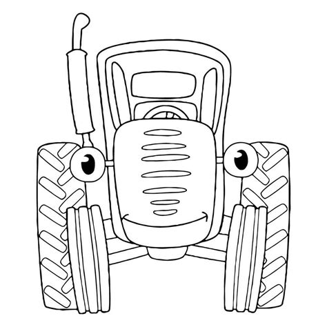 Раскраска Синий Трактор вид спереди распечатать или скачать