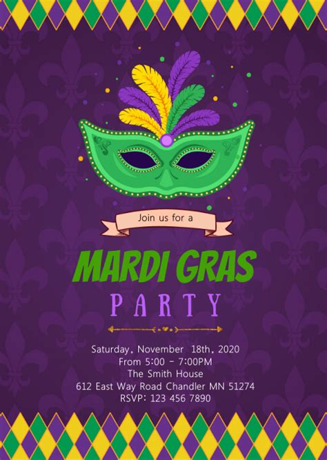 Mardi Gras Party Invitations Templates