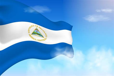 Bandeira Da Nicarágua Nas Nuvens Bandeira Vetorial Acenando No Céu Ilustração De Bandeira