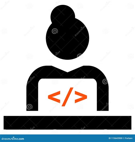 Female Software Developer Icon Stock Vector Illustration Of Laptop