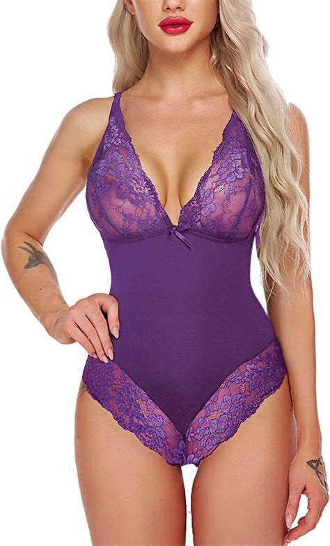 Avidlove Women Lingerie Bodysuit Snap Crotch Teddy One Piece Babydoll