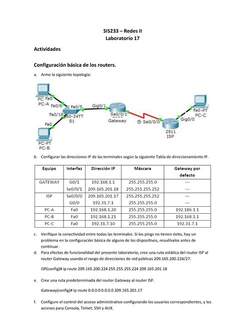 Lab Sdf Actividades Sis Redes Ii Laboratorio