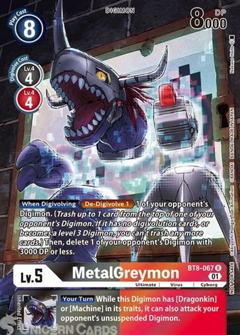 BT8 067 Metalgreymon Rare Alternative Art Mint Digimon Card Unicorn