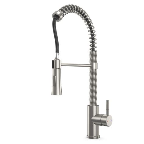 Get Single Handle Spring Neck Pull Down Sprayer Kitchen Faucet In Brushed Nickel Delivered