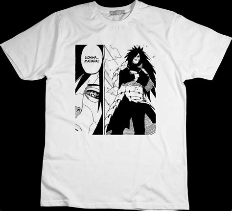 Camiseta Anime Naruto Blusa Uchiha Madara Em Konoha Branca