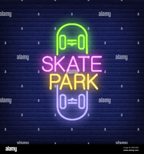 Skate Park Neon Text On Skateboard Logo Stock Vector Image And Art Alamy