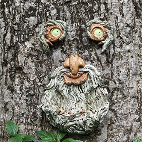 Tree Face Bird Feeder Outdoor Glow Eyes In Dark Fun Old Man Tree Face