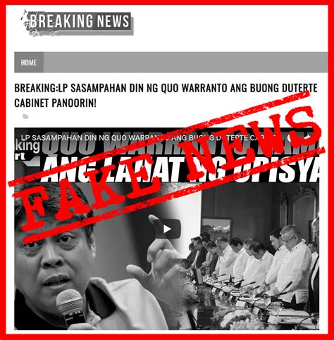 VERA FILES FACT CHECK LP To File Quo Warranto Vs Duterte Cabinet FAKE