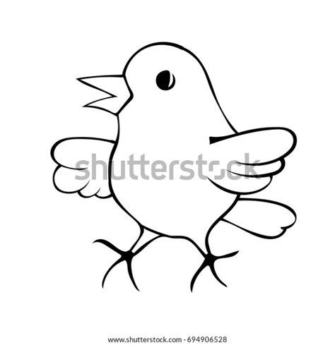 Happy Yellow Bird Cartoon Outline Drawing Stock Vector (Royalty Free ...